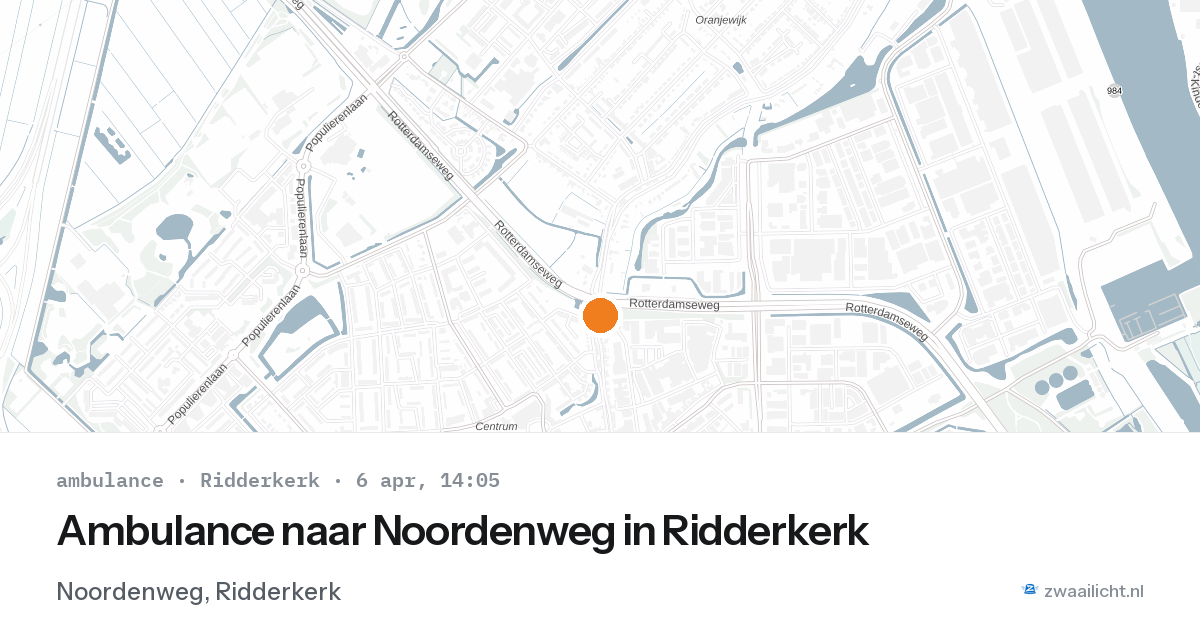 Ambulance naar Noordenweg in Ridderkerk — 6 apr 2026