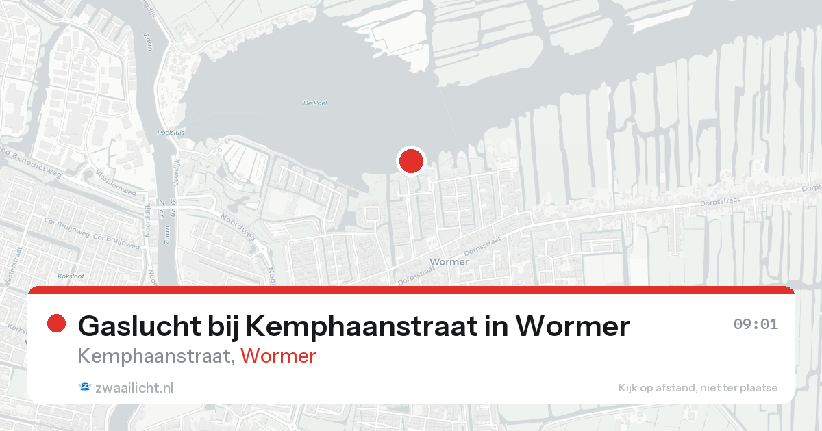 Gaslucht bij Kemphaanstraat in Wormer — 24 aug 2026