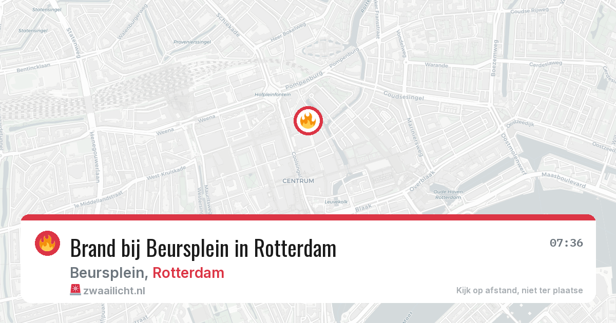 Brand bij Beursplein in Rotterdam — 10 aug 2026