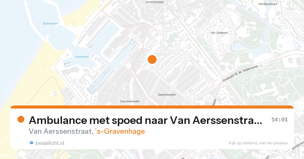 Ambulance met spoed naar Van Aerssenstraat in 's-Gravenhage — 27 aug 2026