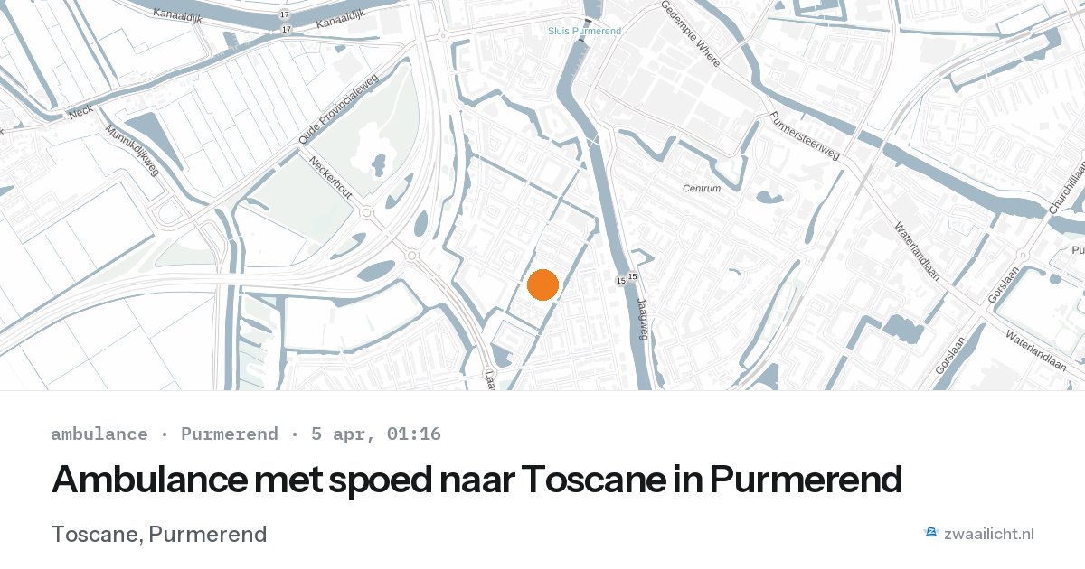 Ambulance met spoed naar Toscane in Purmerend — 4 apr 2026