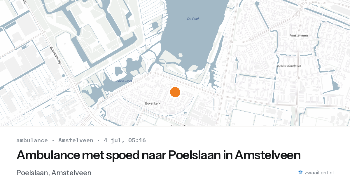 Ambulance met spoed naar Poelslaan in Amstelveen — 4 jul 2026