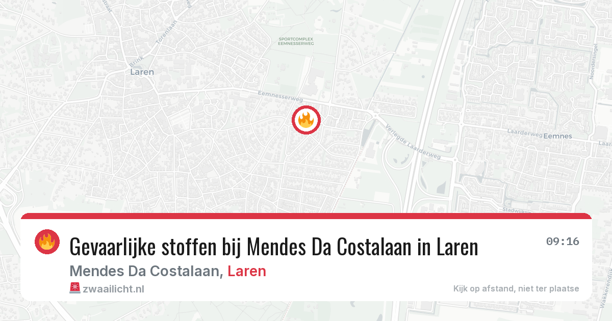Gevaarlijke stoffen bij Mendes Da Costalaan in Laren — 4 aug 2026