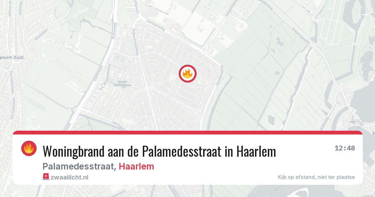 Woningbrand aan de Palamedesstraat in Haarlem — 24 mrt 2026