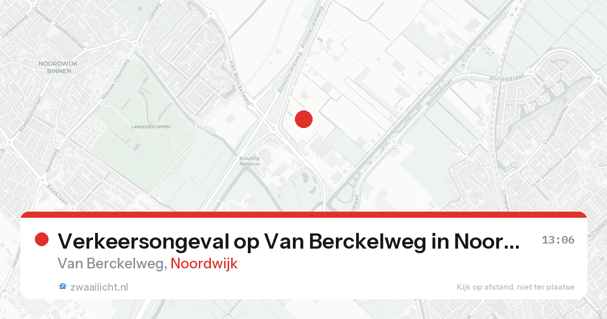 Verkeersongeval op Van Berckelweg in Noordwijk — 21 mrt 2026
