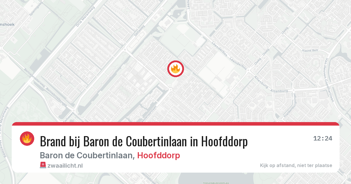 Brand bij Baron de Coubertinlaan in Hoofddorp — 19 mei 2026
