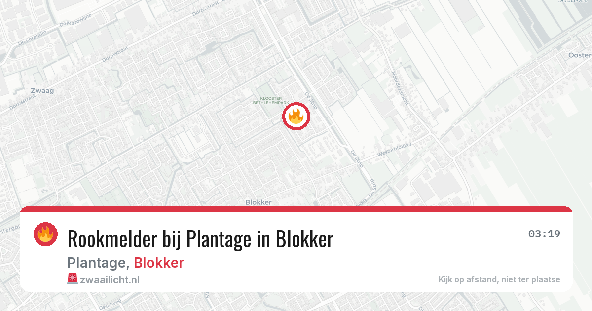 Rookmelder bij Plantage in Blokker — 14 apr 2026