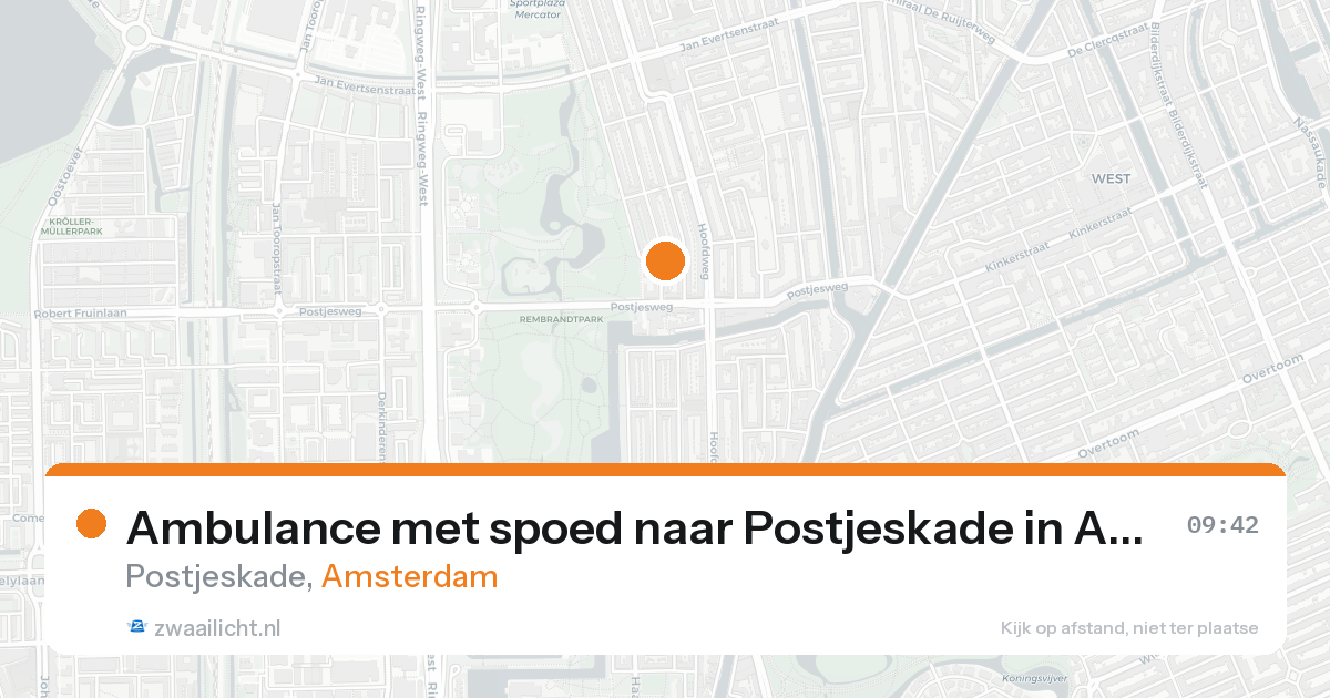 Ambulance met spoed naar Postjeskade in Amsterdam — 15 aug 2026
