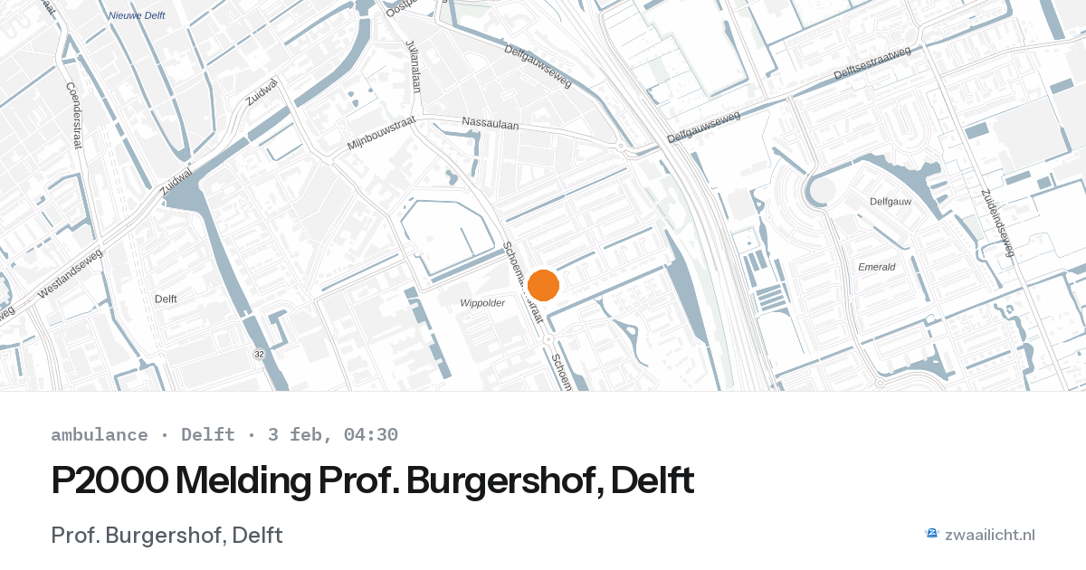 P2000 Melding Prof. Burgershof, Delft — 3 feb 2026