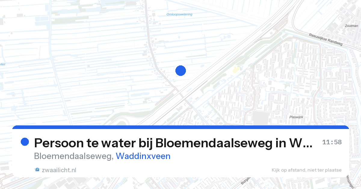 Persoon te water bij Bloemendaalseweg in Waddinxveen — 11 mrt 2026