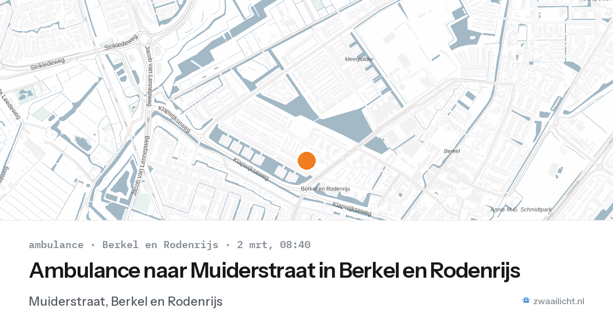 Ambulance naar Muiderstraat in Berkel en Rodenrijs — 2 mrt 2026