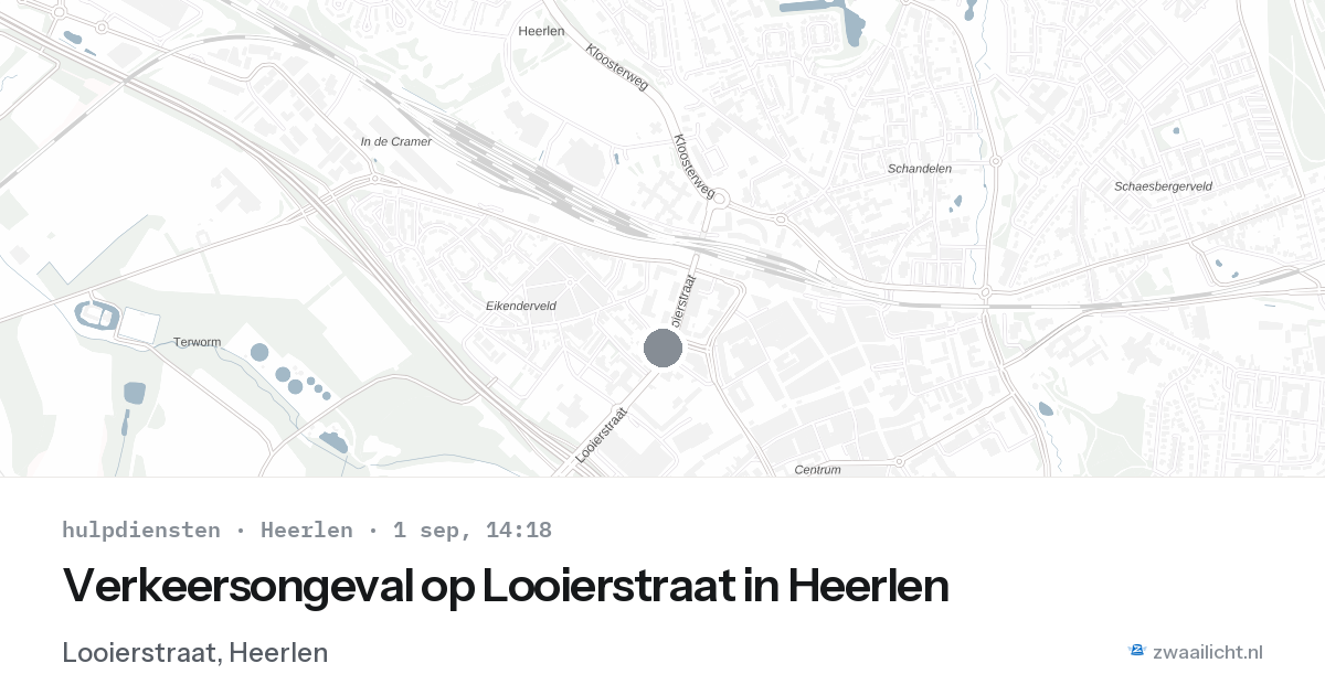 Verkeersongeval op Looierstraat in Heerlen — 1 sep 2026