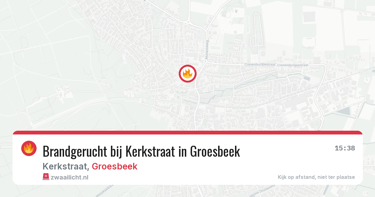 Brandgerucht bij Kerkstraat in Groesbeek — 3 aug 2026