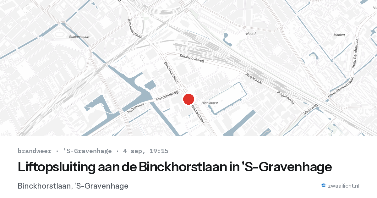 Liftopsluiting aan de Binckhorstlaan in 'S-Gravenhage — 4 sep 2026