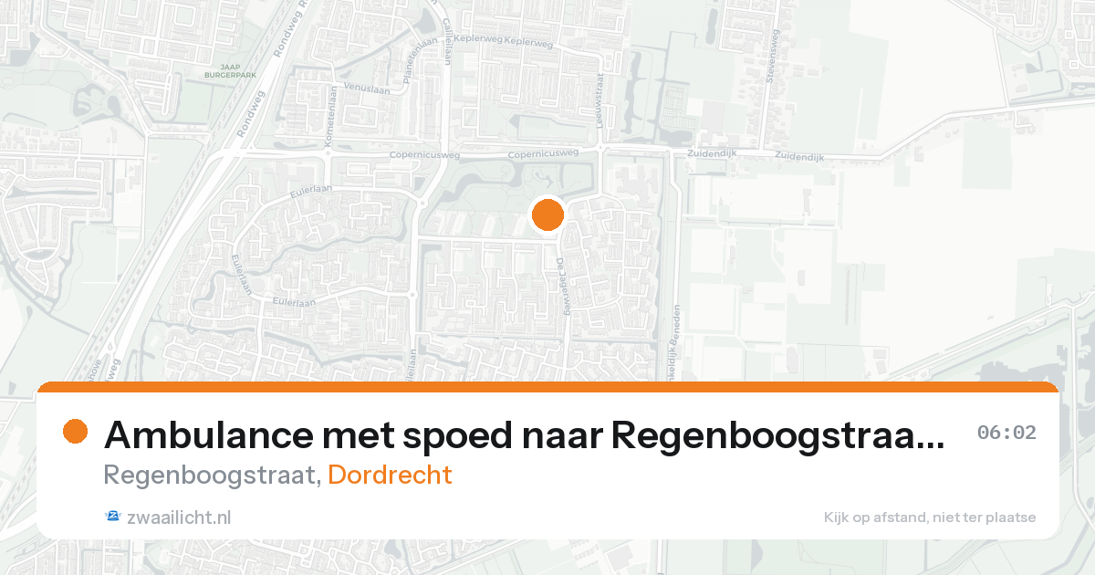 Ambulance met spoed naar Regenboogstraat in Dordrecht — 23 aug 2026
