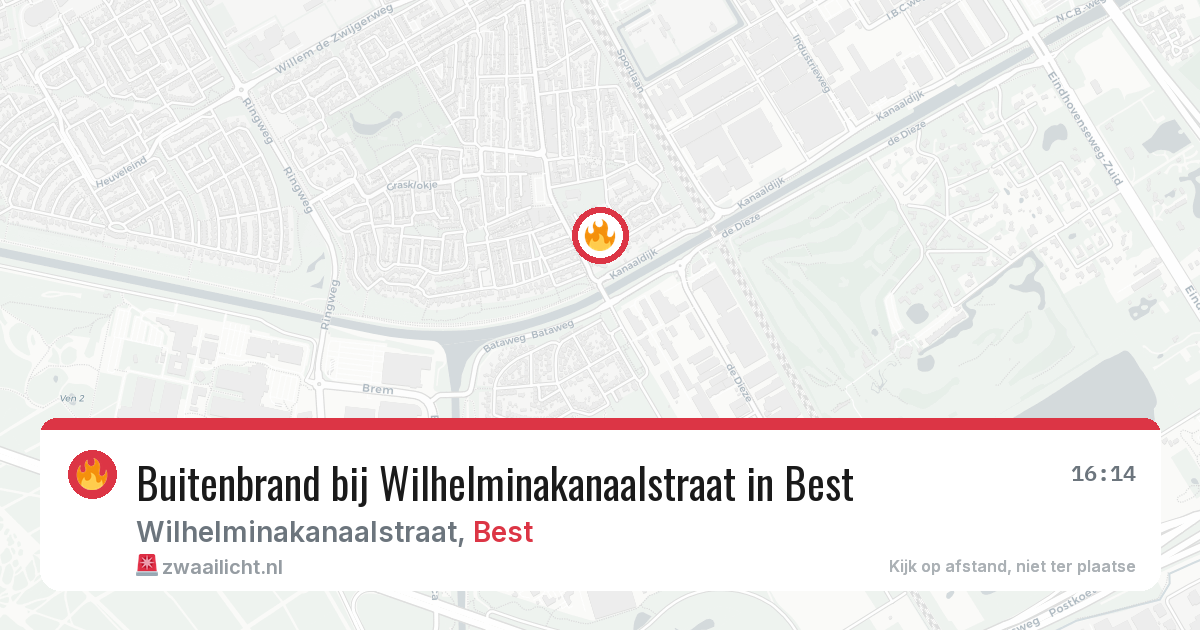 Buitenbrand bij Wilhelminakanaalstraat in Best — 4 aug 2026