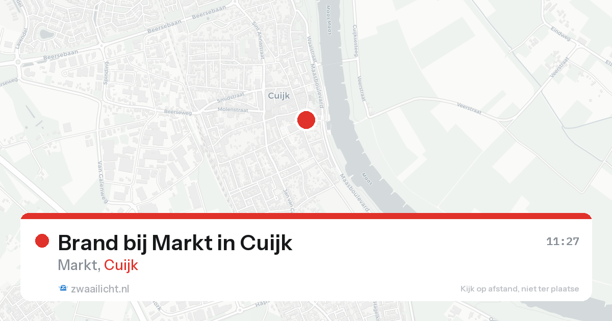 Brand bij Markt in Cuijk — 16 aug 2026