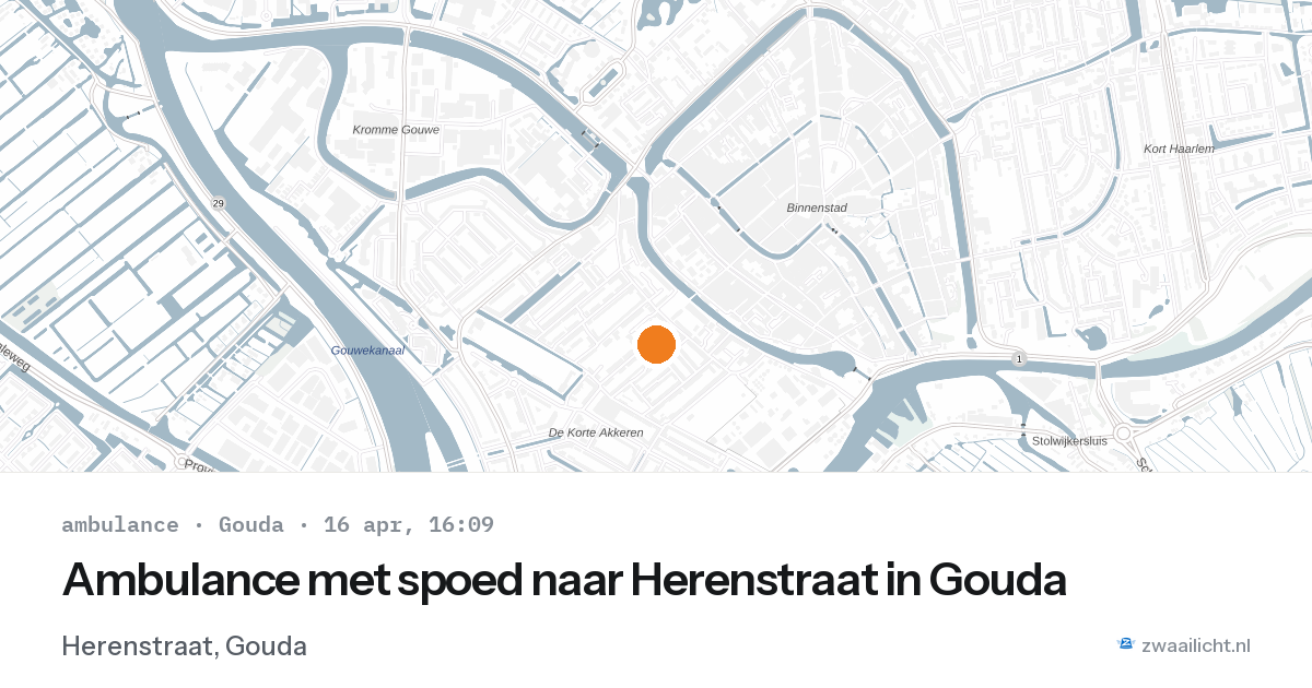 Ambulance met spoed naar Herenstraat in Gouda — 16 apr 2026