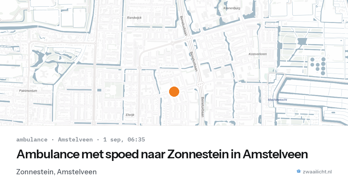 Ambulance met spoed naar Zonnestein in Amstelveen — 1 sep 2026