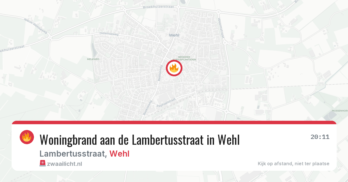Woningbrand aan de Lambertusstraat in Wehl — 28 jun 2026