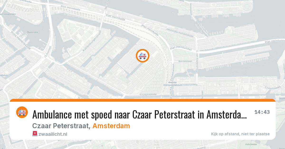 Ambulance met spoed naar Czaar Peterstraat in Amsterdam — 10 aug 2026