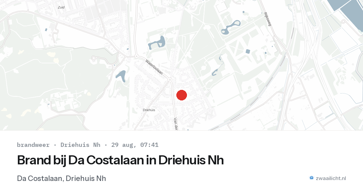 Brand bij Da Costalaan in Driehuis Nh — 29 aug 2026