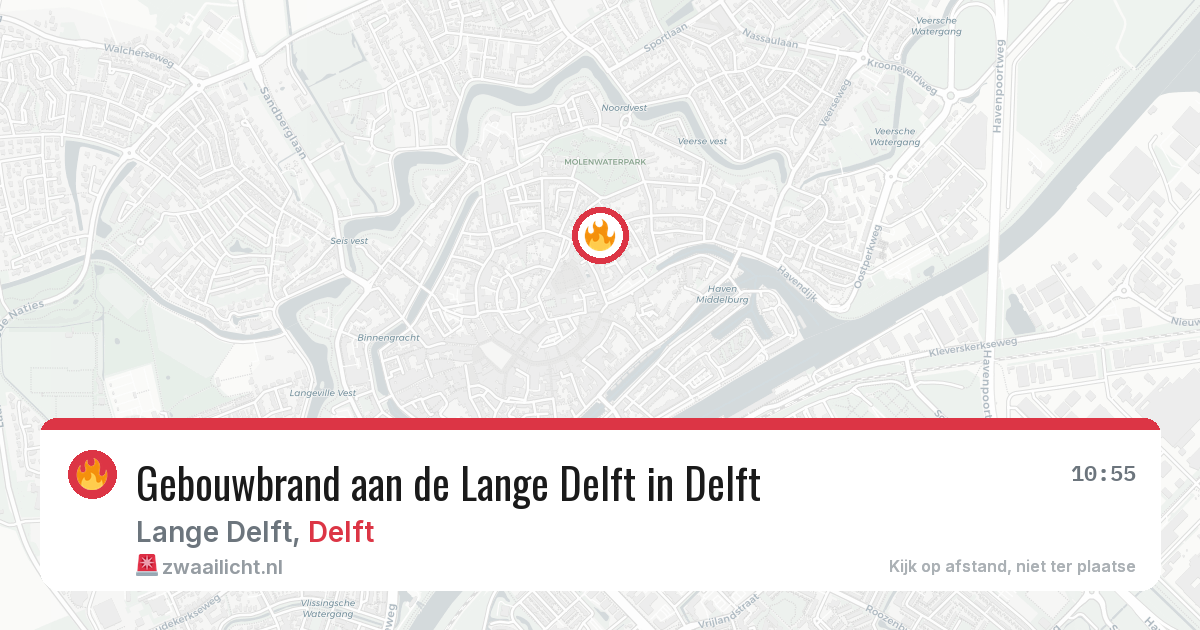 Gebouwbrand aan de Lange Delft in Delft — 15 jul 2026