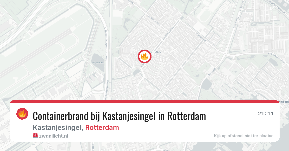 Containerbrand bij Kastanjesingel in Rotterdam — 29 jun 2026