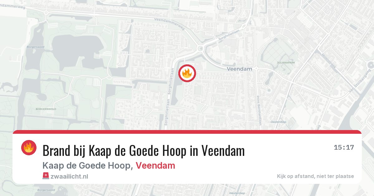 Brand bij Kaap de Goede Hoop in Veendam — 5 aug 2026