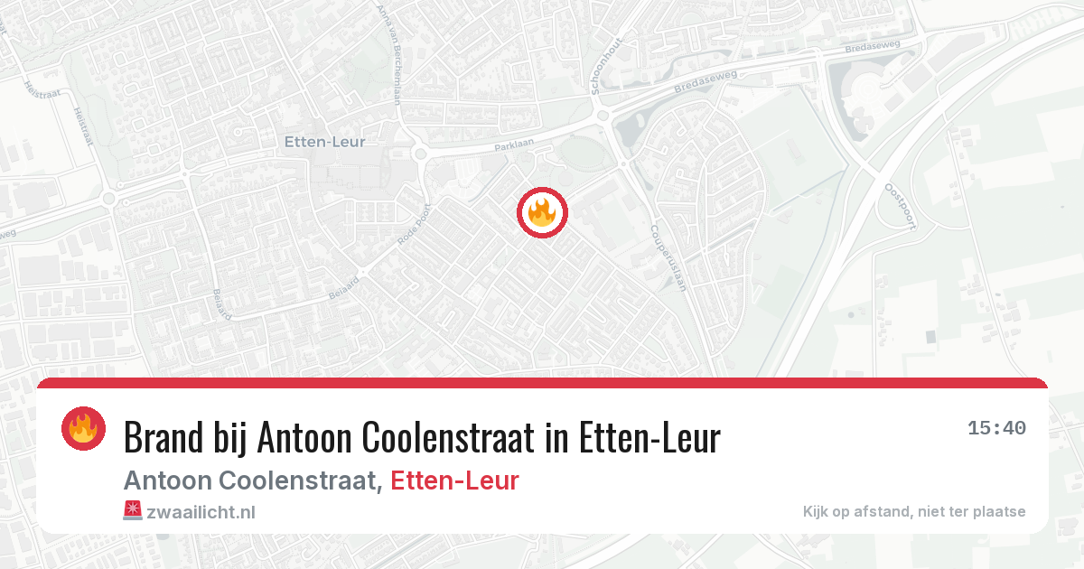 Brand bij Antoon Coolenstraat in Etten-Leur — 30 mrt 2026