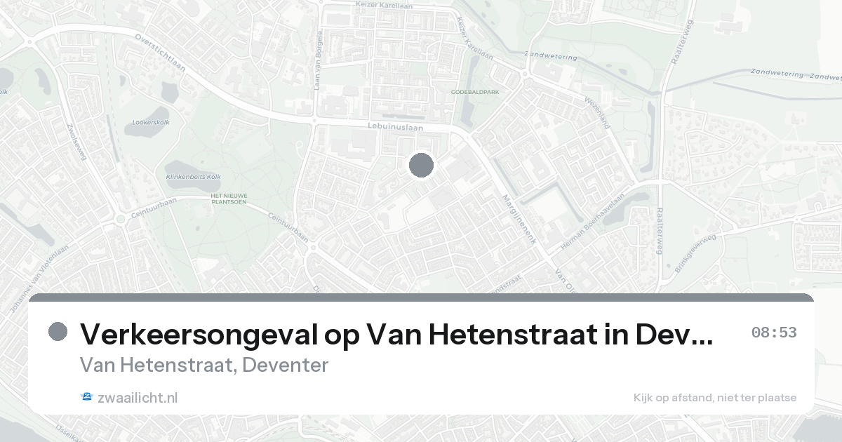 Verkeersongeval op Van Hetenstraat in Deventer — 17 aug 2026
