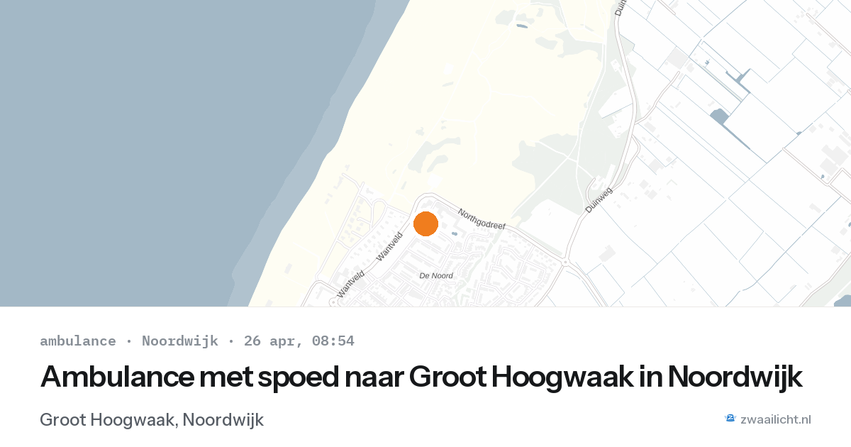 Ambulance met spoed naar Groot Hoogwaak in Noordwijk — 26 apr 2026