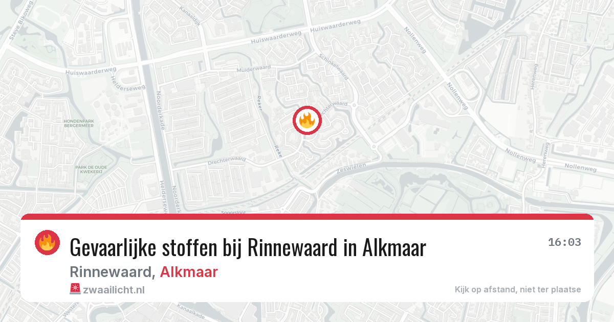 Gevaarlijke stoffen bij Rinnewaard in Alkmaar — 20 jul 2026
