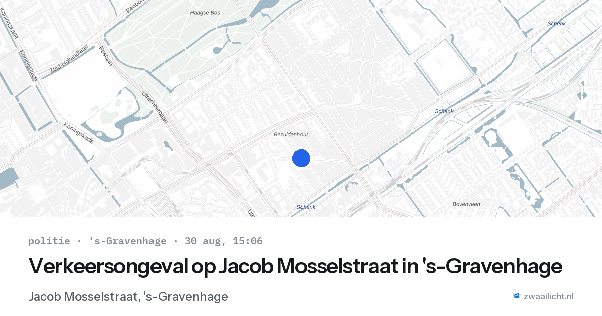 Verkeersongeval op Jacob Mosselstraat in 's-Gravenhage — 30 aug 2026