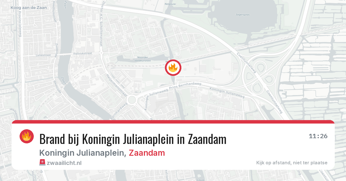 Brand bij Koningin Julianaplein in Zaandam — 19 jul 2026