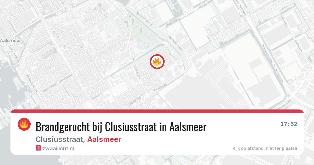 Brandgerucht bij Clusiusstraat in Aalsmeer — 11 jun 2026