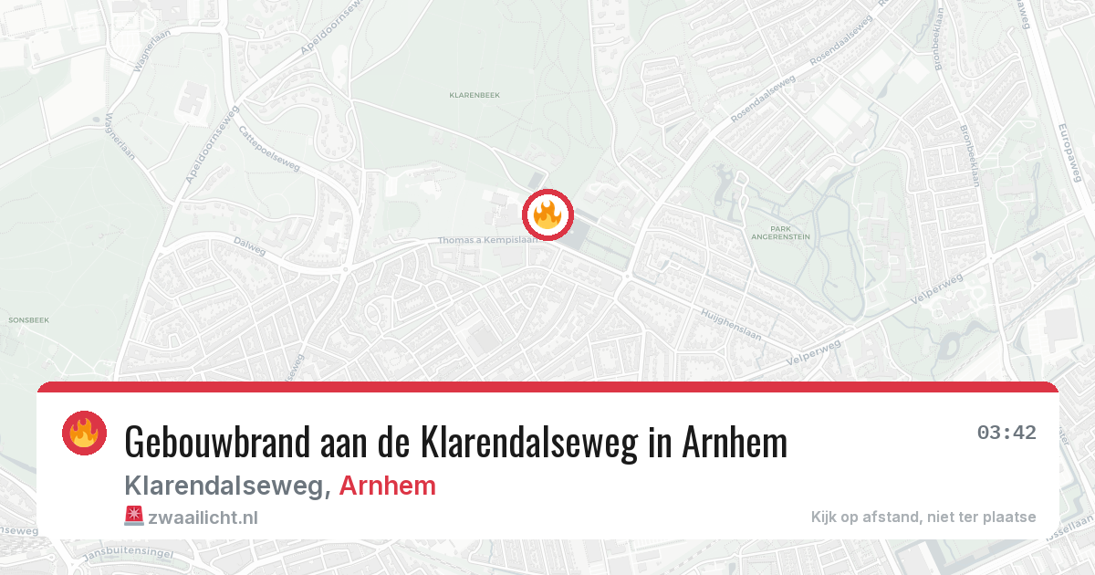 Gebouwbrand aan de Klarendalseweg in Arnhem — 30 jul 2026