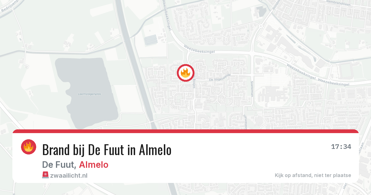 Brand bij De Fuut in Almelo — 18 jun 2026