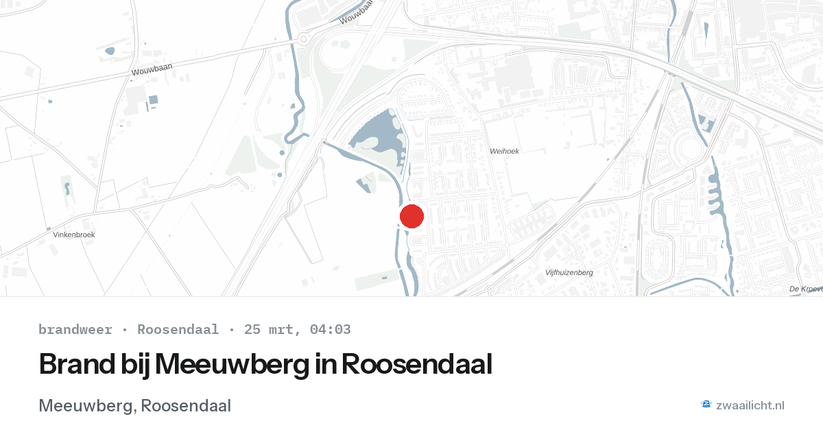 Brand bij Meeuwberg in Roosendaal — 25 mrt 2026