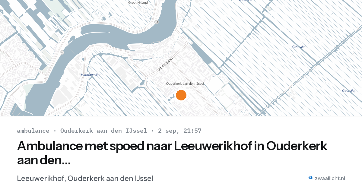 Ambulance met spoed naar Leeuwerikhof in Ouderkerk aan den IJssel — 2 sep 2026