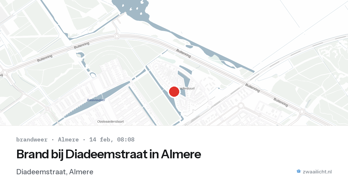 Brand bij Diadeemstraat in Almere — 14 feb 2026