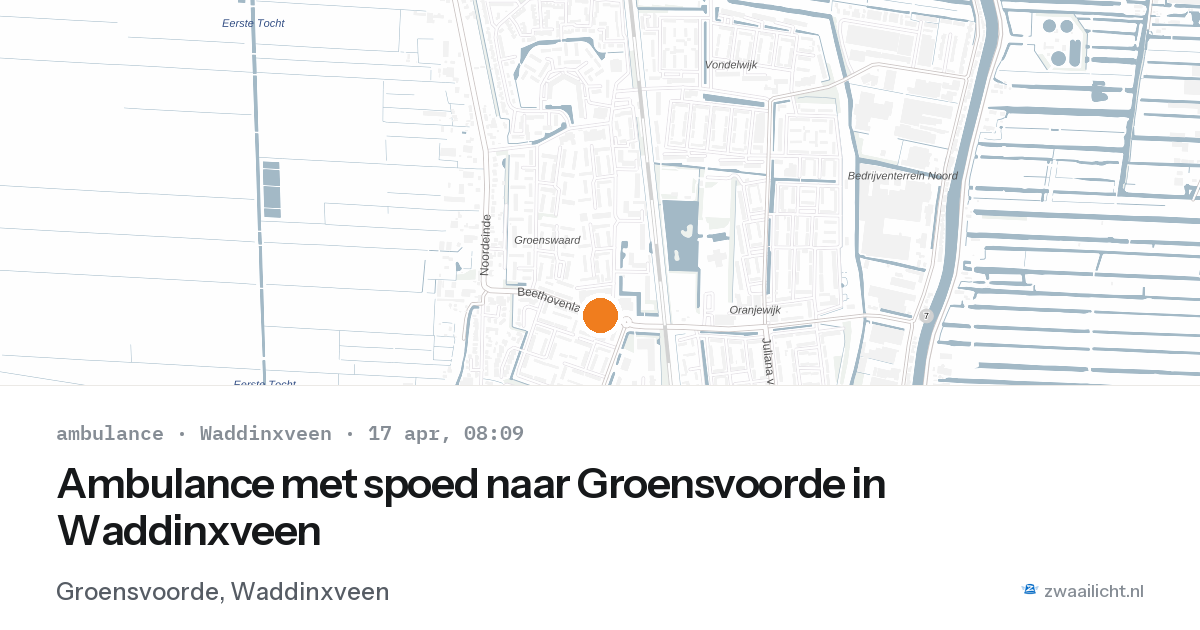 Ambulance met spoed naar Groensvoorde in Waddinxveen — 17 apr 2026