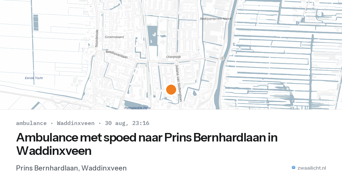 Ambulance met spoed naar Prins Bernhardlaan in Waddinxveen — 30 aug 2026