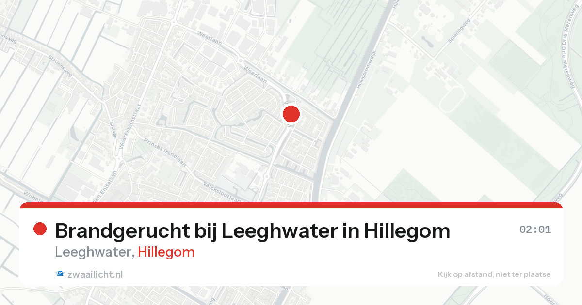 Brandgerucht bij Leeghwater in Hillegom — 17 aug 2026
