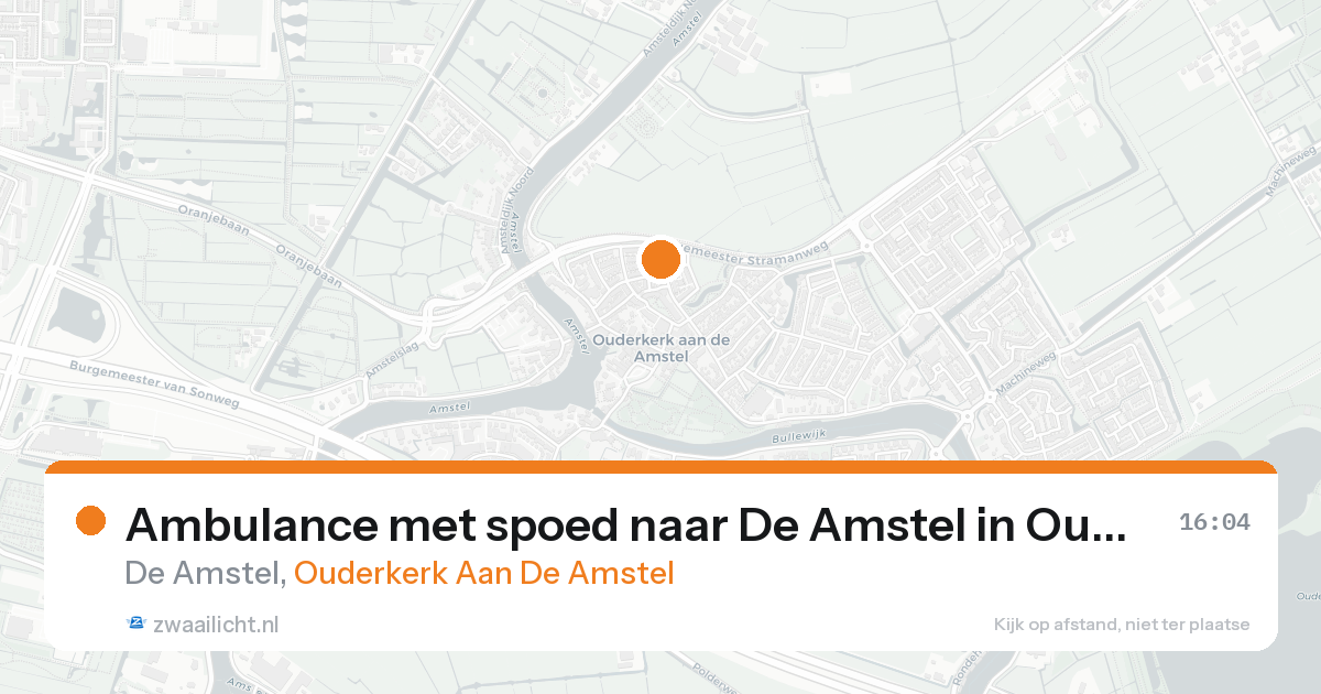 Ambulance met spoed naar De Amstel in Ouderkerk Aan De Amstel — 8 jun 2026