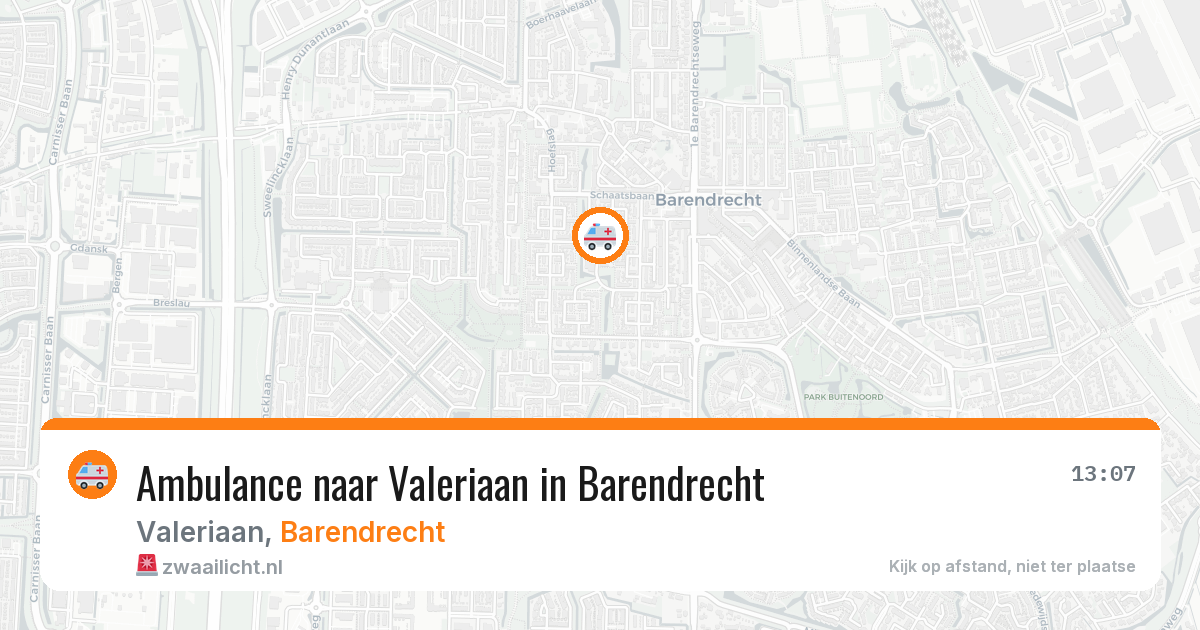 Ambulance naar Valeriaan in Barendrecht — 30 jul 2026