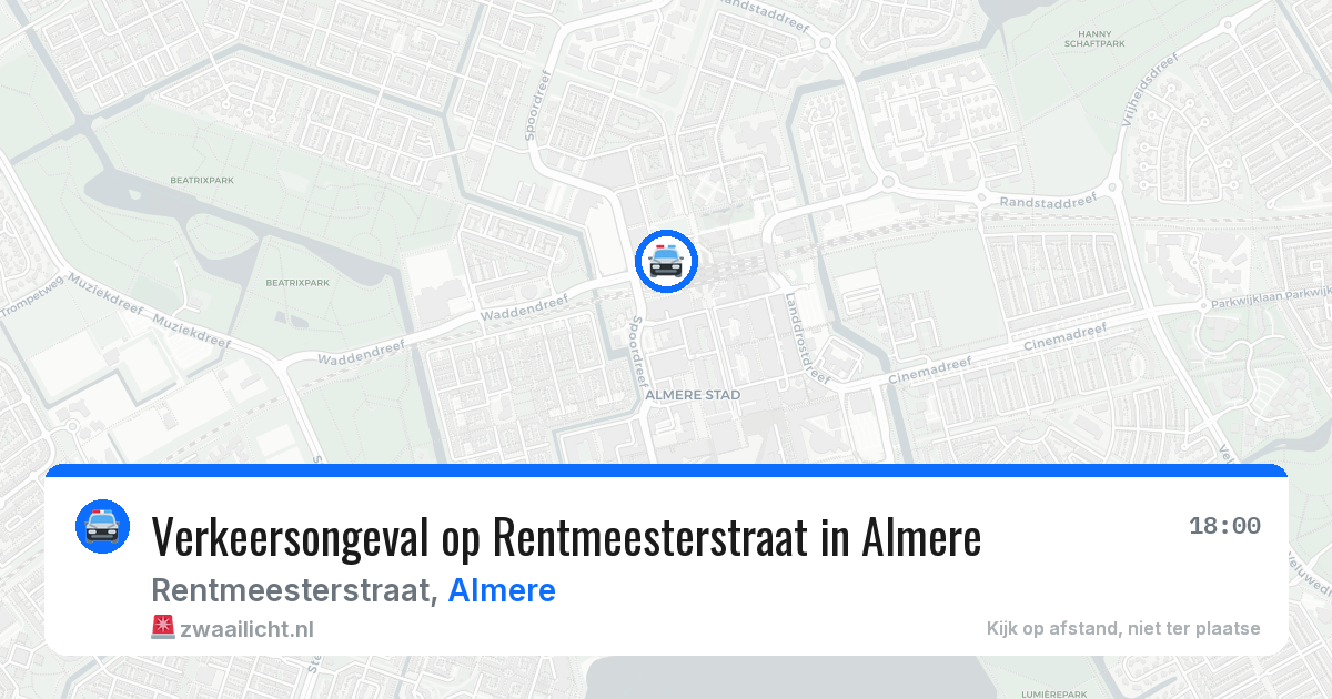 Verkeersongeval op Rentmeesterstraat in Almere — 29 jul 2026