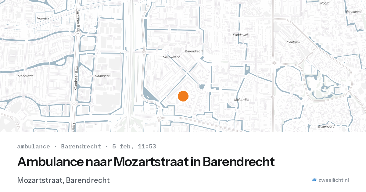 Ambulance naar Mozartstraat in Barendrecht — 5 feb 2026
