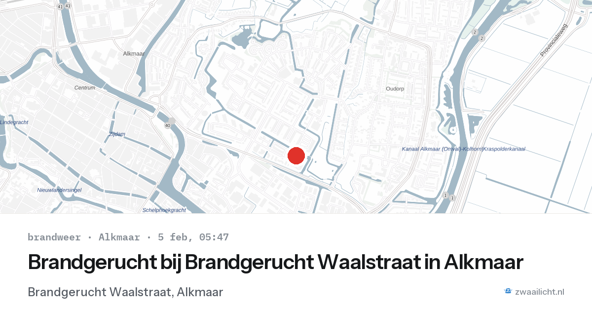 Brandgerucht bij Brandgerucht Waalstraat in Alkmaar — 5 feb 2026