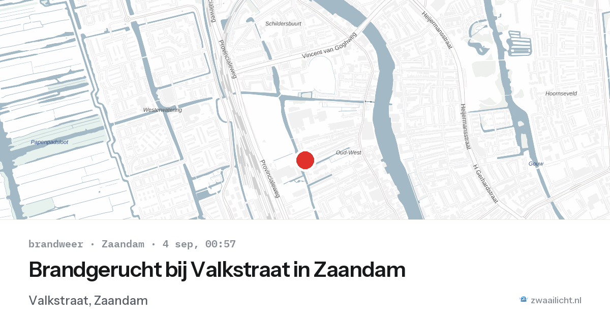 Brandgerucht bij Valkstraat in Zaandam — 3 sep 2026